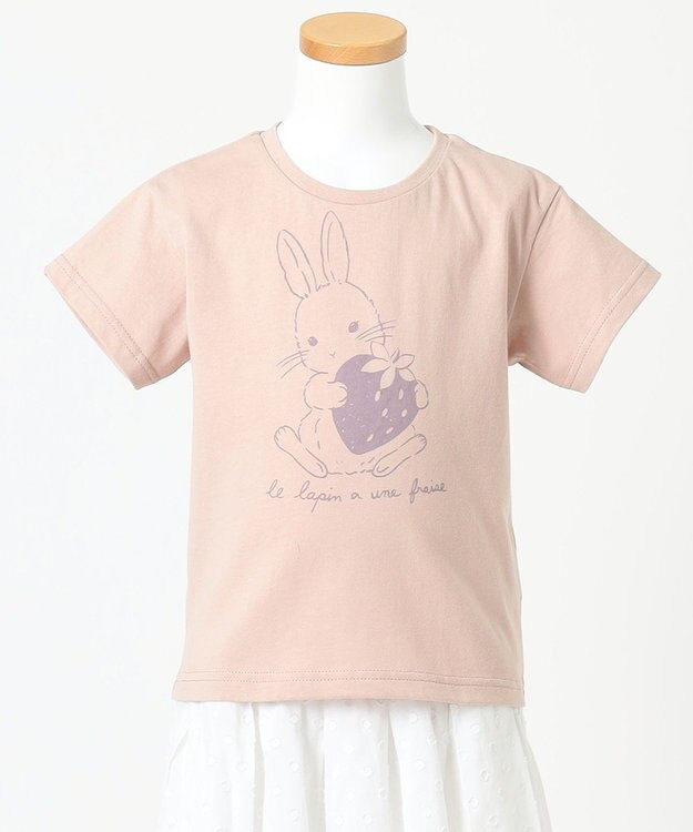ANY KIDS オーガビッツアニマルTシャツ ピンク（うさぎ）