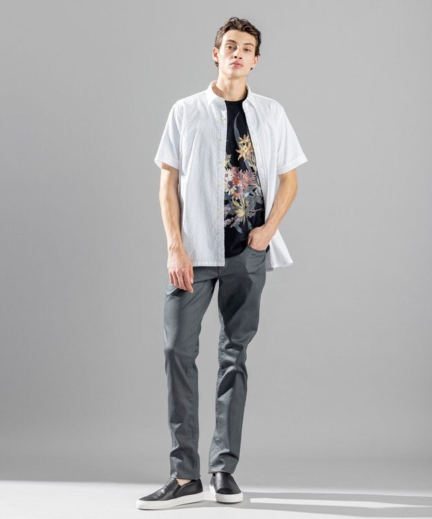 JOSEPH HOMME アロージャガードストレッチ　半袖シャツ ホワイト系