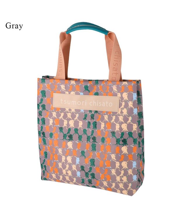 tsumori chisato CARRY タコチェック ハンドバッグ 手提げ 【 水や汚れに強いコーティング 】 グレー