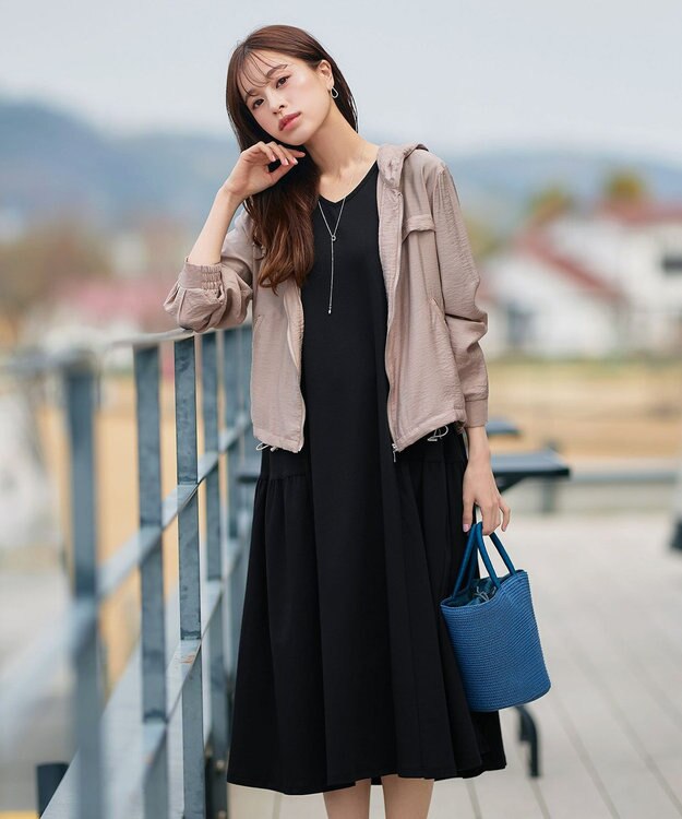 Tiaclasse 【小倉優子さん着用・洗える・接触冷感・汗ジミ防止】“サマさまカットソー”サイドティアードワンピース ブラック