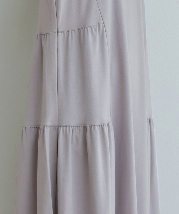 Tiaclasse 【小倉優子さん着用・洗える・接触冷感・汗ジミ防止】“サマさまカットソー”サイドティアードワンピース グレージュ