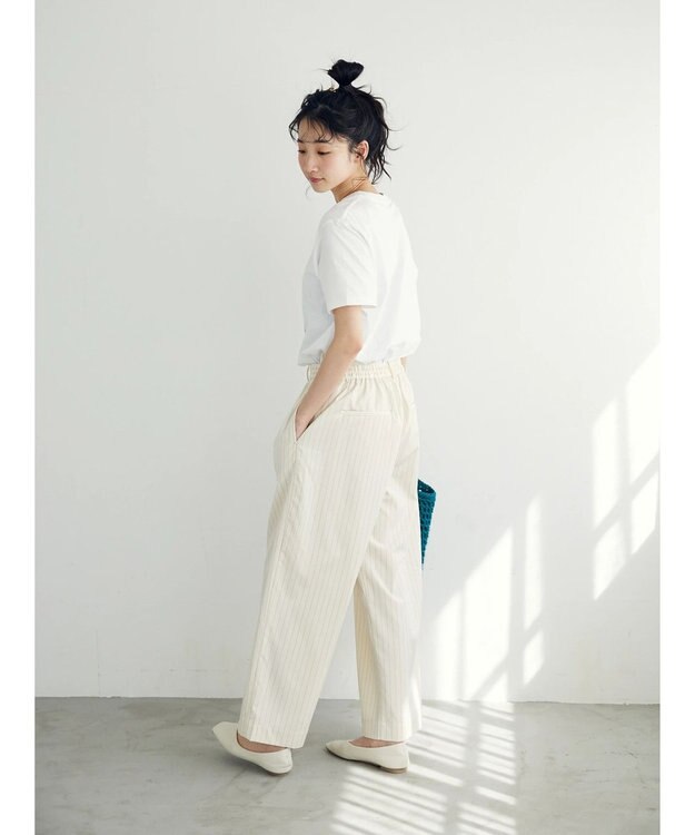 CRAFT STANDARD BOUTIQUE イージーケアピンストライプテーパードパンツ Stripe Ivory