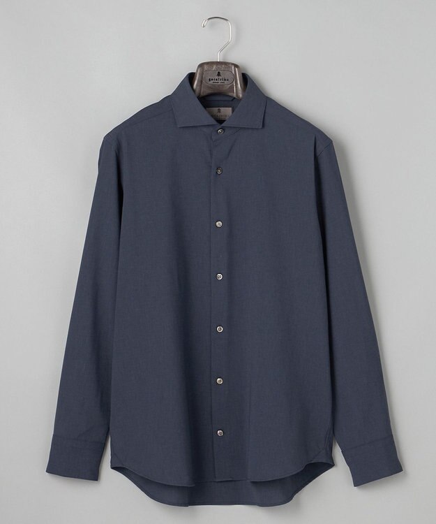 GOTAIRIKU 【シワになりにくい/ストレッチ/洗える】ウールライク シャツ_カッタウェイカラー ネイビー系