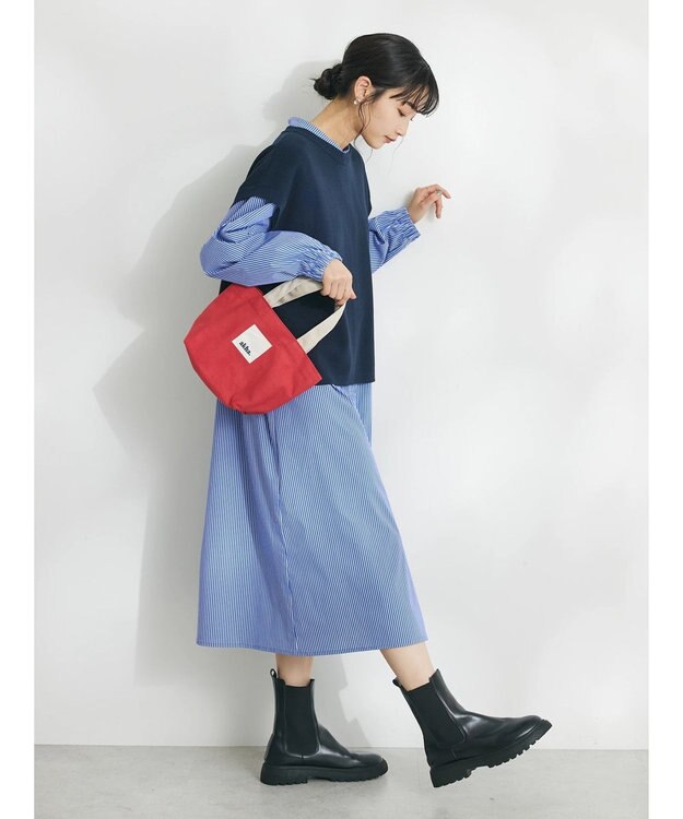 CRAFT STANDARD BOUTIQUE 【洗える】ニットベスト+シャツワンピース-SET Navy
