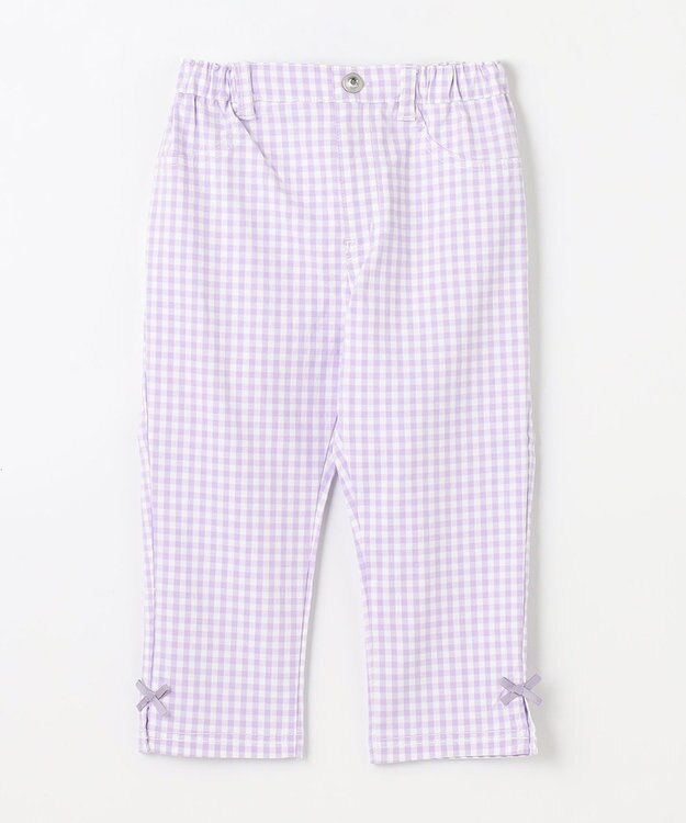 ANY KIDS 接触冷感 しろくま パンツ ラベンダー×ギンガム