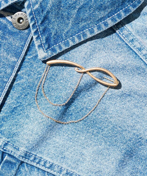 AMERICAN HOLIC ダブルチェーンブローチ Gold