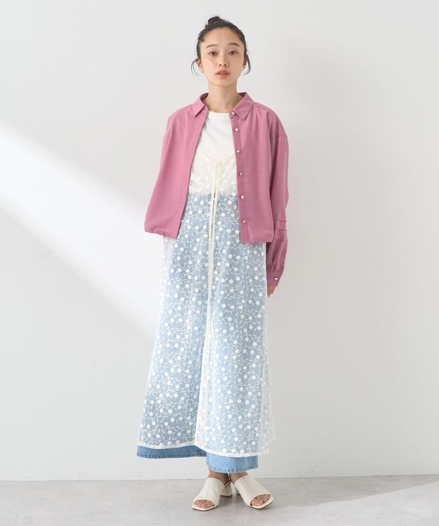 earth music&ecology チュールレースレイヤードキャミドレ Ivory