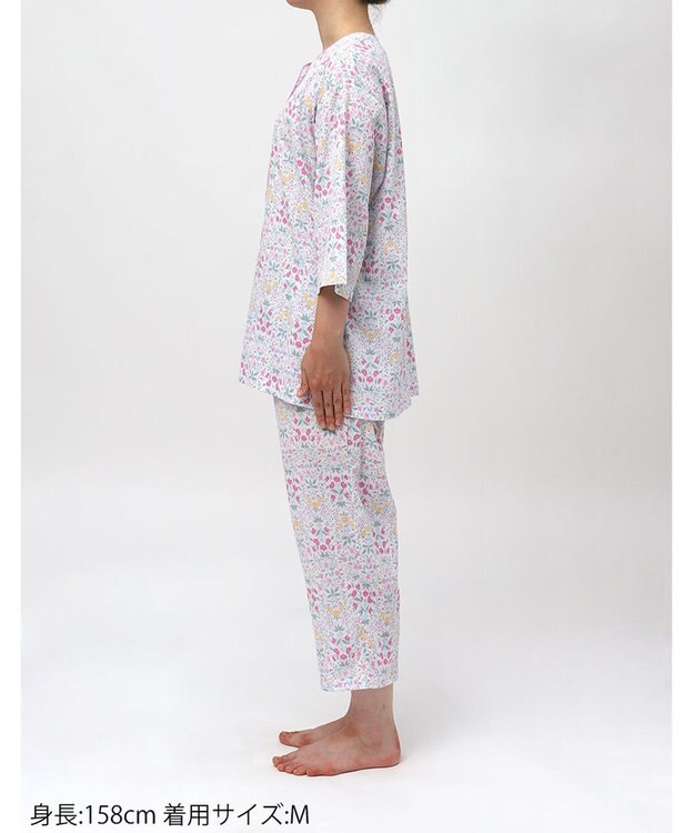 Wing パジャマ 綿100%(本体) 楊柳素材 高島ちぢみ（Ｒ） 7分袖 長袖 8分丈 レディース EP8043 ウイング／ワコール ピンク