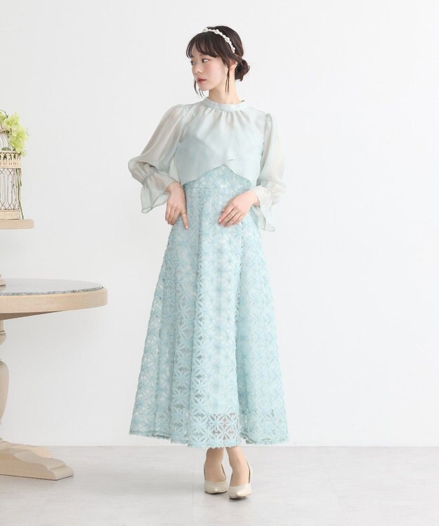 earth music&ecology SET2点シアーブラウス＋3Dレースワンピース ミント