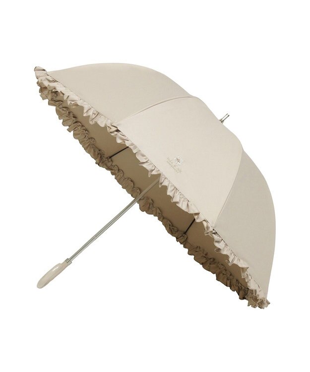 MOONBAT 【日傘】ポール & ジョー (PAUL & JOE　ACCESSOIRES) クリザンテームワンポイント フリル 雨の日OK スライド式 一級遮光 遮熱 UV ベージュ