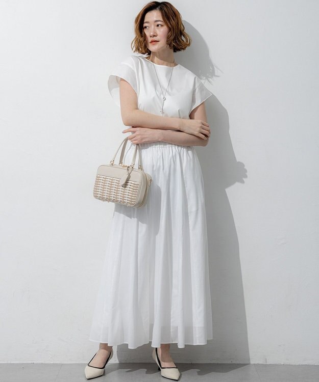 23区 【先行予約】スムースデザイン タフタスリーブ カットソー ホワイト系