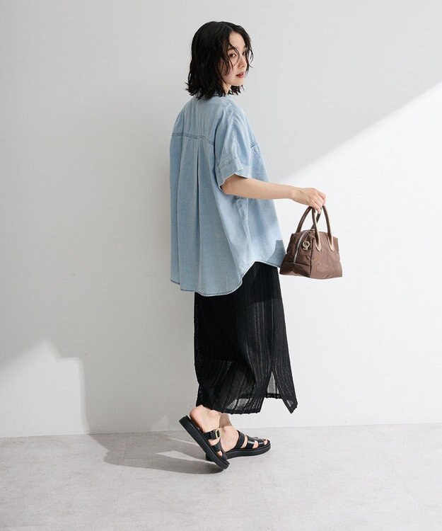 Green Parks シアーデニム２ＷＡＹビックドルマンシャツ Light Indigo