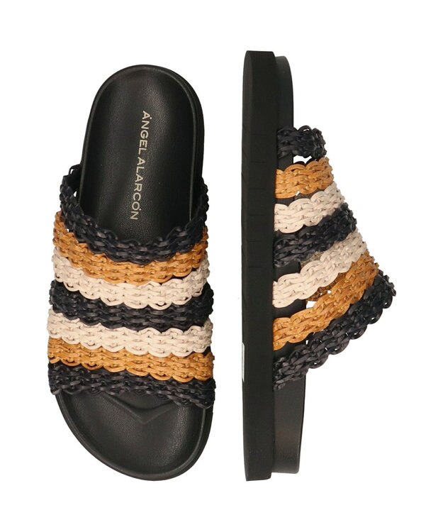 INTER-CHAUSSURES 【ANGEL ALARCON】フットベッドラフィアサンダル マルチ雑材