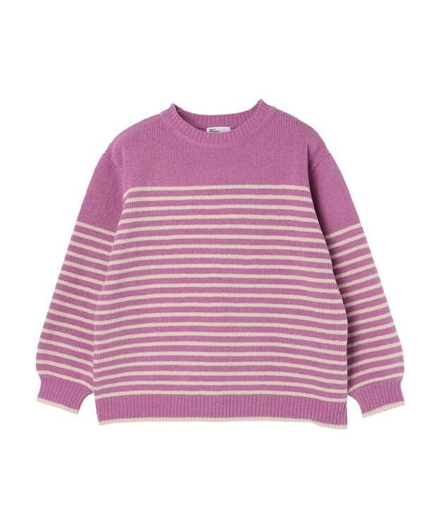 CRAFT STANDARD BOUTIQUE 洗えるモールニットボーダープルオーバー Purple
