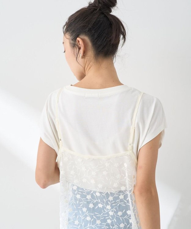 earth music&ecology チュールレースレイヤードキャミドレ Ivory