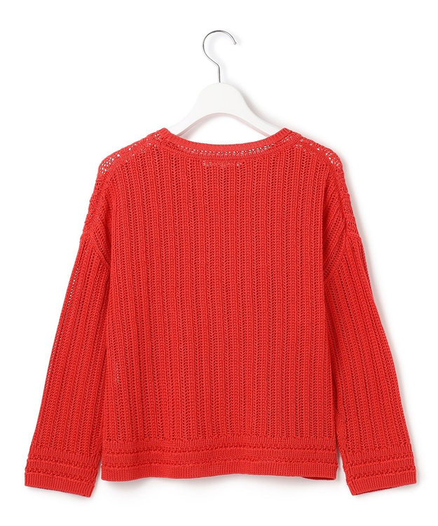 23区 【洗える】コットンギマ ストライプ ニット レッド系