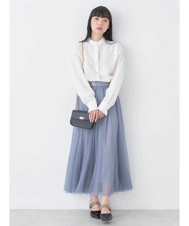 earth music&ecology スタンドフリルシャツ Off White