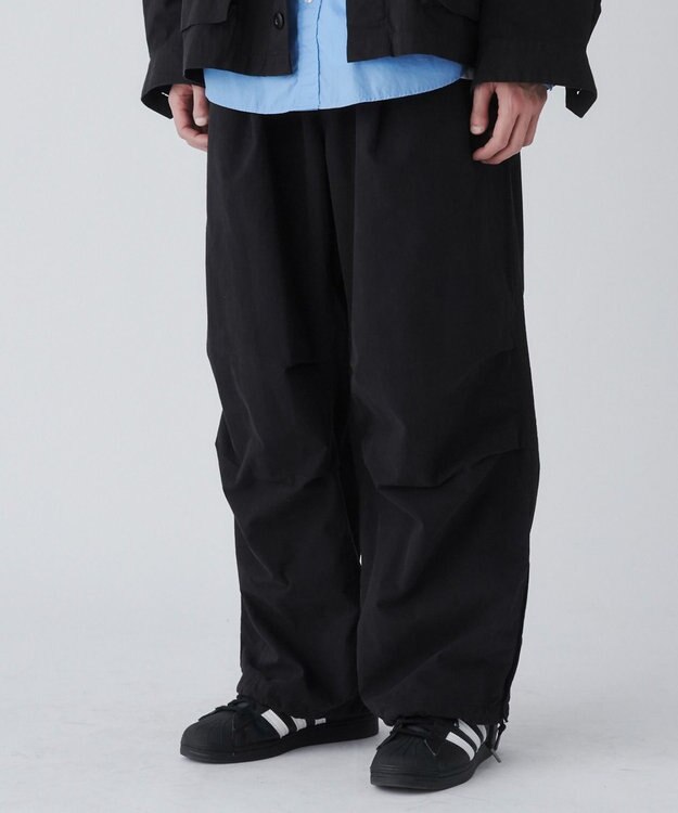 WEGO サイドスリットパラシュートパンツ ブラック