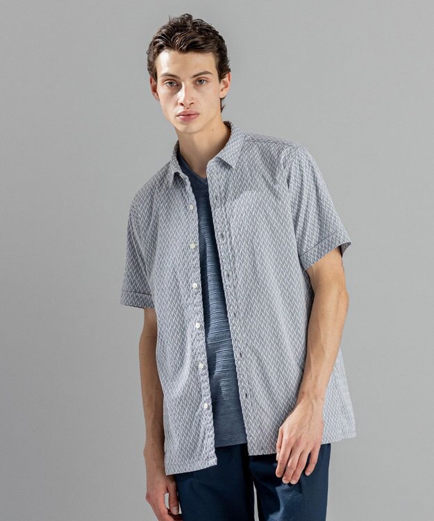 JOSEPH HOMME アロージャガードストレッチ　半袖シャツ ライトグレー系