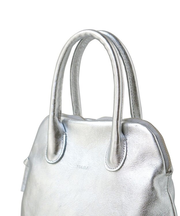 FOLNA RD ホイルレザーブガッティボストンバッグ シルバー