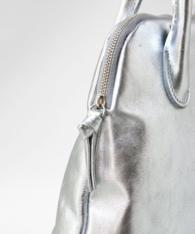 FOLNA RD ホイルレザーブガッティボストンバッグ シルバー