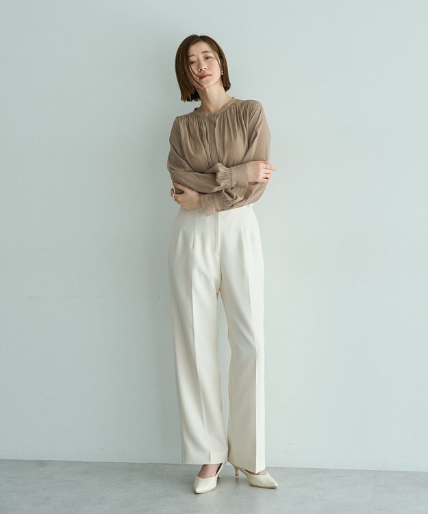 YECCA VECCA ギャザーブラウス Beige