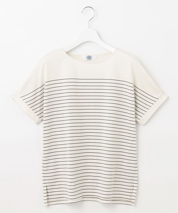 J.PRESS LADIES パネルボーダー ドルマン カットソー スモーキーグリーン系1