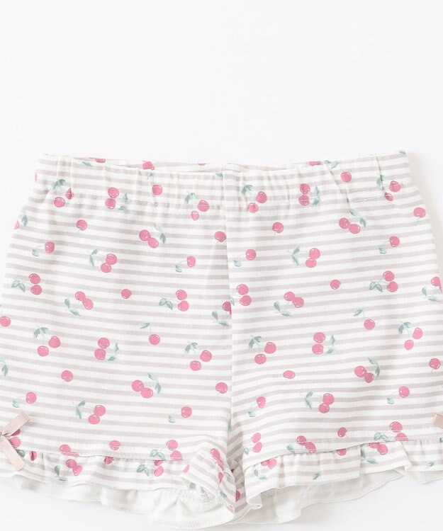 ANY KIDS 無地/総柄 1分丈スパッツ ボーダー（さくらんぼ）