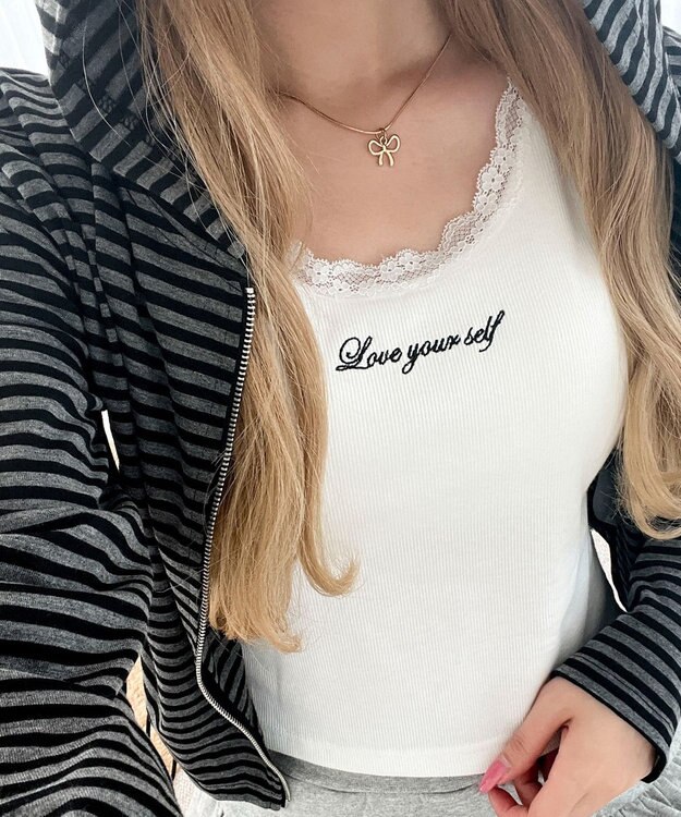 WEGO 【カップ付きインナー】カップインレースタンク ホワイト