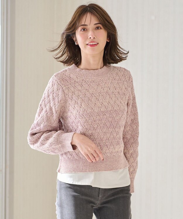 ANY SIS 【洗える】ミックスカラー ニット ピンク