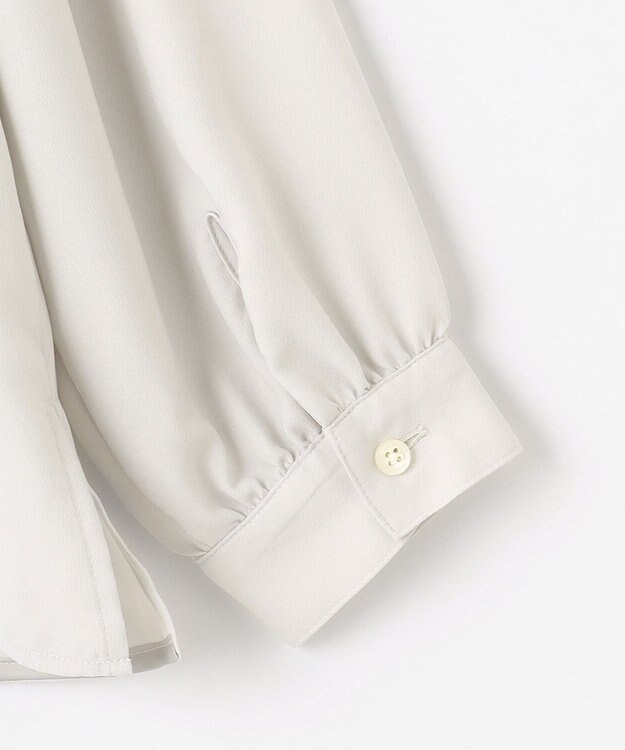 J.PRESS LADIES 【洗える】ヌーディスバックサテン タックプリーツ ブラウス グレージュ系