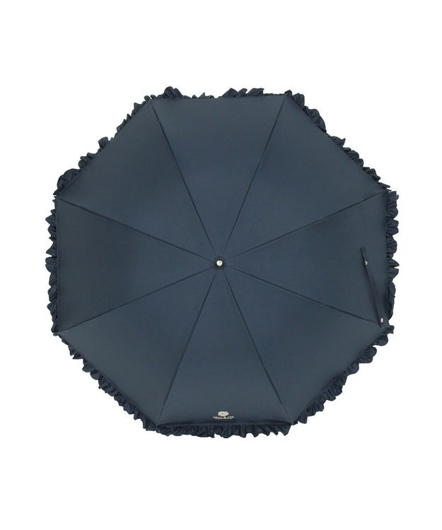 MOONBAT 【日傘】ポール & ジョー (PAUL & JOE　ACCESSOIRES) クリザンテームワンポイント フリル 雨の日OK スライド式 一級遮光 遮熱 UV ネイビーブルー