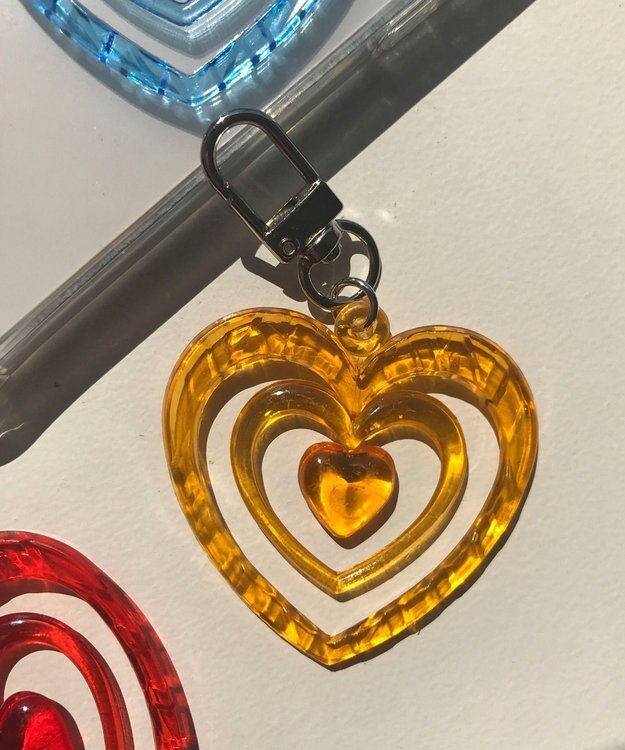 WEGO カラフルクリアハートミニキーホルダー オレンジ