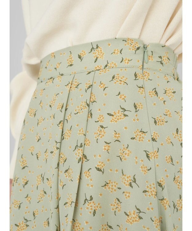 earth music&ecology キンモクセイ柄フレアスカート Green