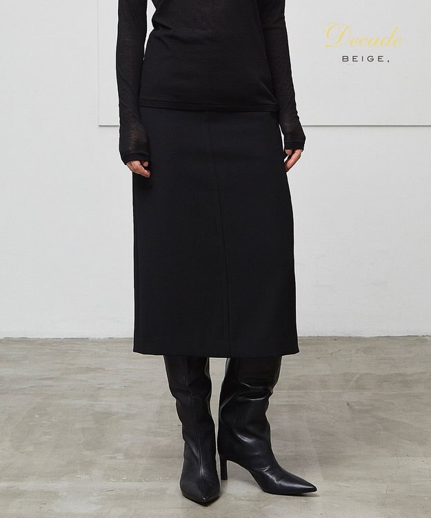 BEIGE， 【洗える】ALAINA / Iラインスカート Black
