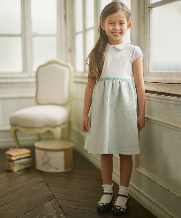 組曲 KIDS 【110-130cm】ジャガード セットアップ ミントグリーン系