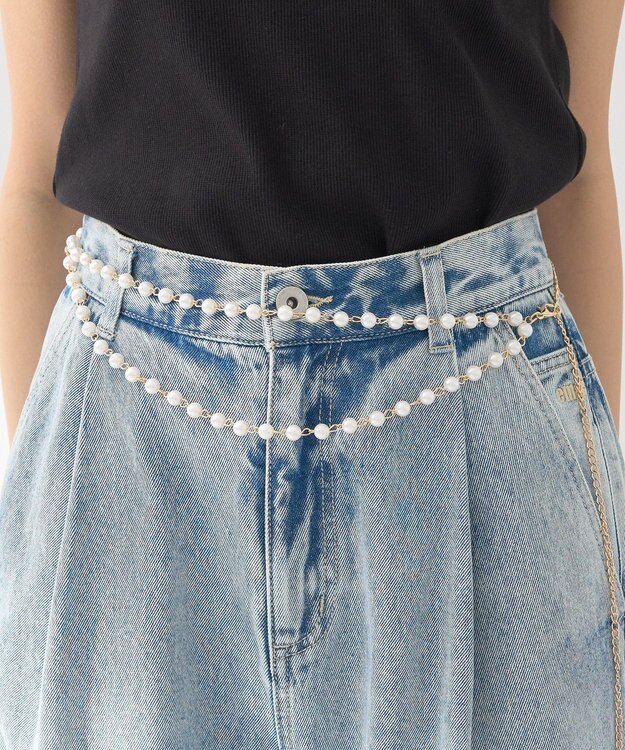 earth music&ecology パールチェーンベルト Gold