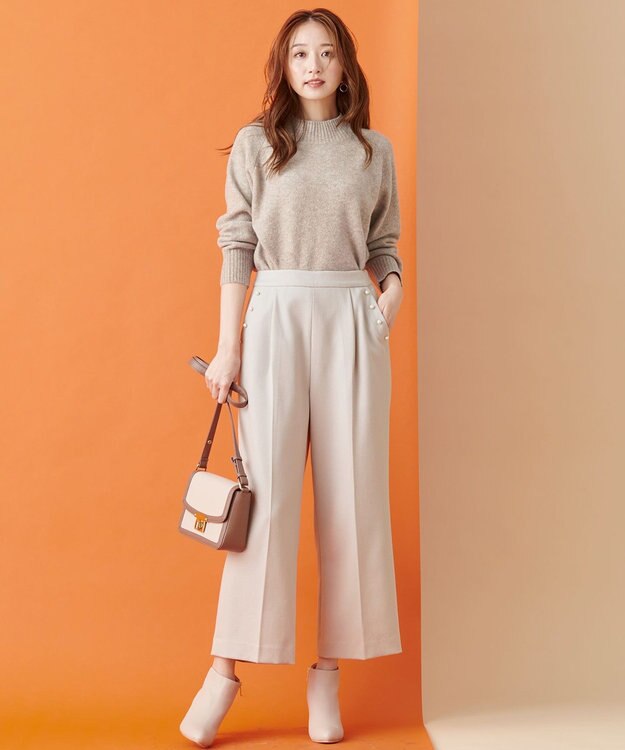 ANY SIS 【美人百花11月号掲載】パール調ポイントツイル パンツ 【WEB・一部店舗限定】 アイボリーベージュ