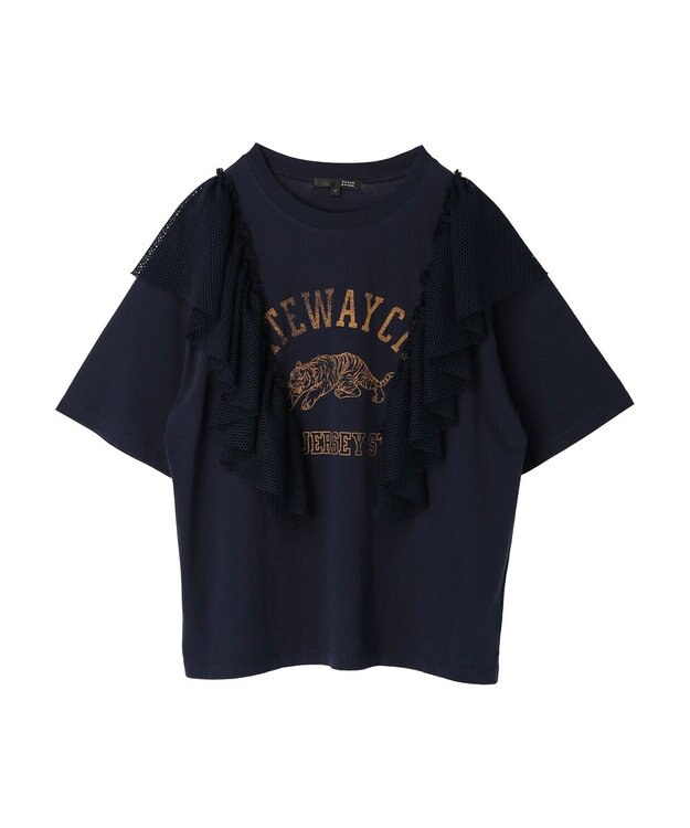 Green Parks ・ＳＵＧＡＲ　ＳＰＯＯＮ　カレッジｐｔラッフルＴシャツ Navy