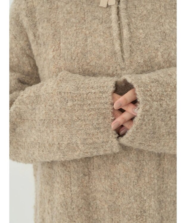 earth music&ecology ブークレハーフジップミニワンピース Mocha