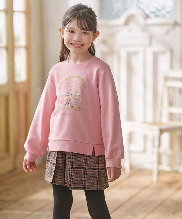 組曲 KIDS 【150-160㎝】レディチェック キュロット ブラウン