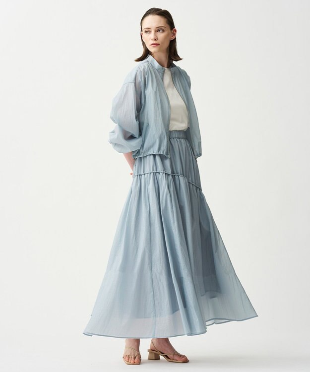 uncrave シアープルーフナイロン スタンドネックブルゾン サックス