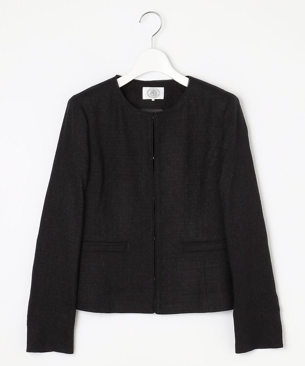 J.PRESS LADIES 【セットアップ対応】Light Tweed ノーカラー ジャケット ネイビー系