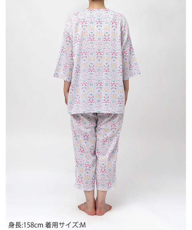 Wing パジャマ 綿100%(本体) 楊柳素材 高島ちぢみ（Ｒ） 7分袖 長袖 8分丈 レディース EP8043 ウイング／ワコール ピンク