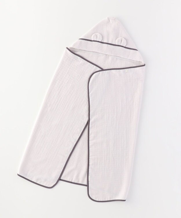 UCHINO マシュマロガーゼ&パイル　フード付バスタオル ライトグレー