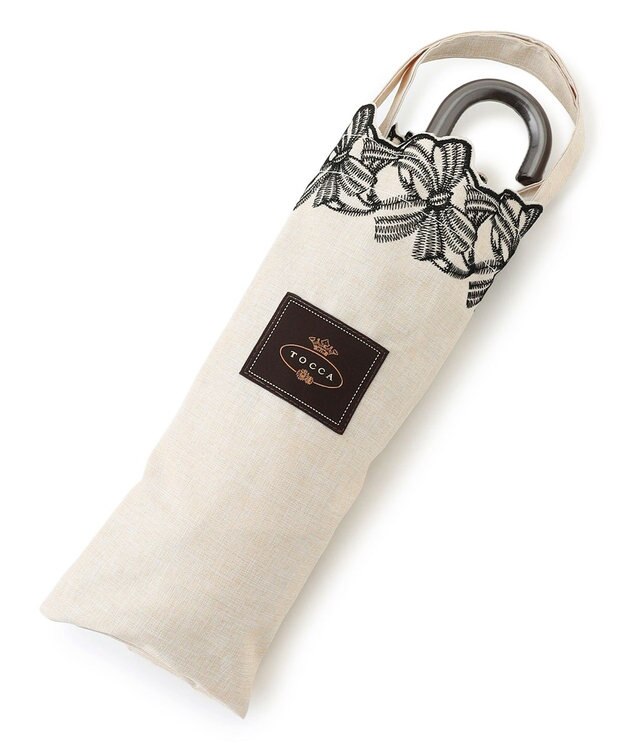 TOCCA 【晴雨兼用】DANCING RIBBON UMBRELLA 折り畳み傘 収納バッグ付き ベージュ系