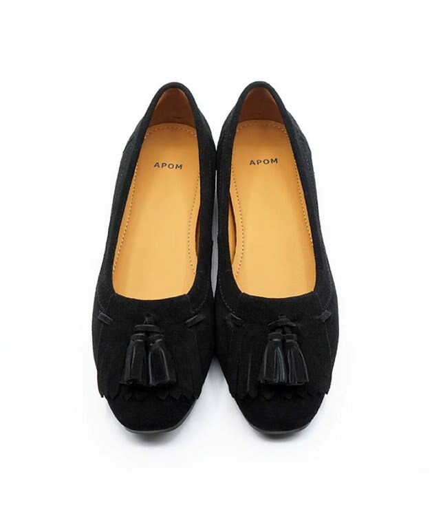 APOM キルトタッセルフラット15 ブラックスエード