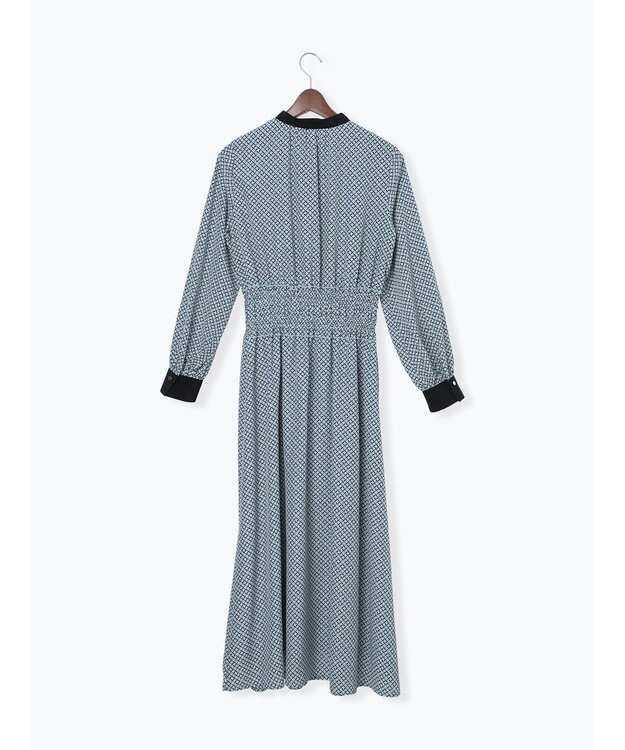 Te chichi バイカラーシャーリングワンピース ブルー