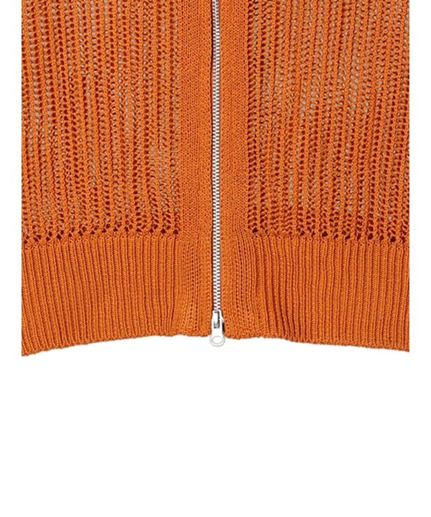 Green Parks Ｚｉｐ付メッシュカーディガン Orange
