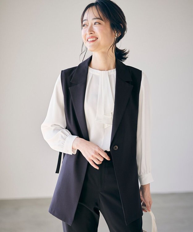 ANY SIS 【洗える】テーラード ジレ ネイビー